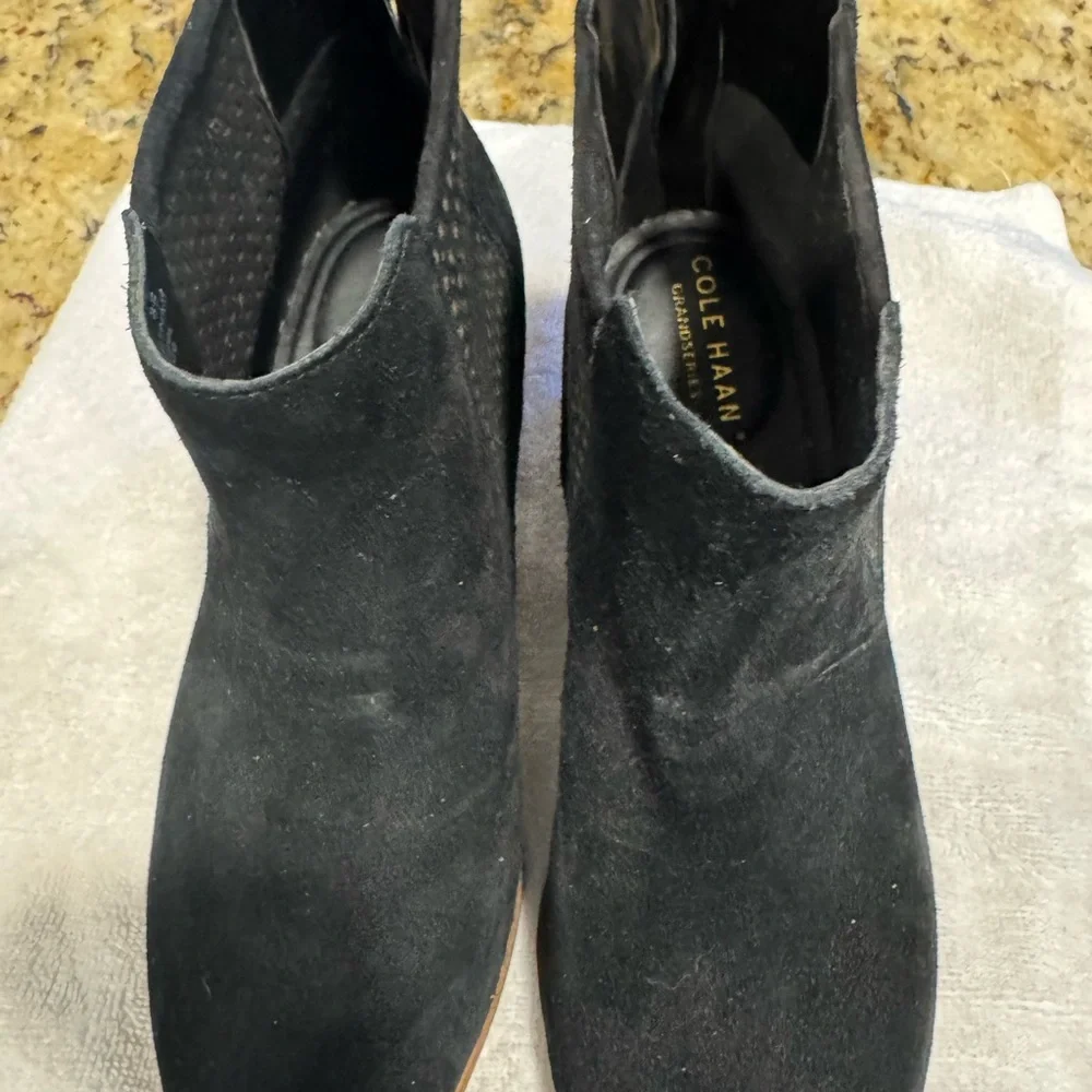 Cole Haan Women's Suede Black Ankle Booties - Picture 3 of 8